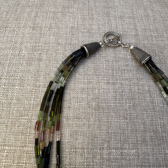 Five Strand Multi Color Tourmaline Gemstone Necklace  18" length - Picture 6 of 8